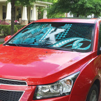 Hawaii Kapolei High School Auto Sun Shade Tribal Tattoo With Hibiscus Flowers