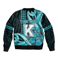 Personalised Hawaii Kapolei High School Bomber Jacket Tribal Tattoo With Hibiscus Flowers
