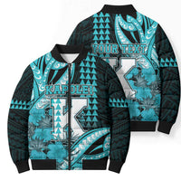 Personalised Hawaii Kapolei High School Bomber Puffer Jacket Tribal Tattoo With Hibiscus Flowers
