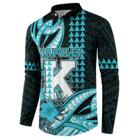 Personalised Hawaii Kapolei High School Button Sweatshirt Tribal Tattoo With Hibiscus Flowers