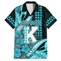 Personalised Hawaii Kapolei High School Hawaiian Shirt Tribal Tattoo With Hibiscus Flowers LT05 Dark Teal - Polynesian Pride