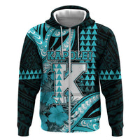 Personalised Hawaii Kapolei High School Hoodie Tribal Tattoo With Hibiscus Flowers LT05 Zip Hoodie Dark Teal - Polynesian Pride