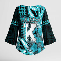 Personalised Hawaii Kapolei High School Kimono Sleeve Blouse Tribal Tattoo With Hibiscus Flowers LT05 - Polynesian Pride