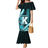 Personalised Hawaii Kapolei High School Mermaid Dress Tribal Tattoo With Hibiscus Flowers LT05 Women Dark Teal - Polynesian Pride
