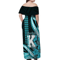 Personalised Hawaii Kapolei High School Off Shoulder Maxi Dress Tribal Tattoo With Hibiscus Flowers LT05 - Polynesian Pride