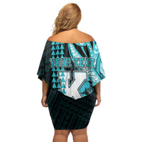 Personalised Hawaii Kapolei High School Off Shoulder Short Dress Tribal Tattoo With Hibiscus Flowers LT05 - Polynesian Pride