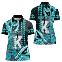 Personalised Hawaii Kapolei High School Women Polo Shirt Tribal Tattoo With Hibiscus Flowers LT05 - Polynesian Pride