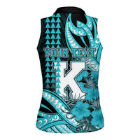 Personalised Hawaii Kapolei High School Women Sleeveless Polo Shirt Tribal Tattoo With Hibiscus Flowers LT05 - Polynesian Pride