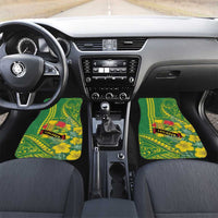Personalised Hawaii Leilehua High School Car Mats Tribal Tattoo With Hibiscus Flowers LT05 Set 2pcs - Front Green - Polynesian Pride
