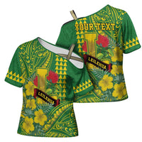 Personalised Hawaii Leilehua High School Cross Shoulder Shirt Tribal Tattoo With Hibiscus Flowers LT05 - Polynesian Pride