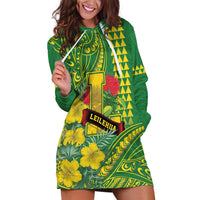 Personalised Hawaii Leilehua High School Hoodie Dress Tribal Tattoo With Hibiscus Flowers LT05 Green - Polynesian Pride