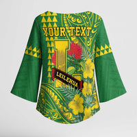 Personalised Hawaii Leilehua High School Kimono Sleeve Blouse Tribal Tattoo With Hibiscus Flowers LT05 - Polynesian Pride