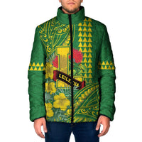 Personalised Hawaii Leilehua High School Padded Jacket Tribal Tattoo With Hibiscus Flowers