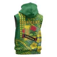 Personalised Hawaii Leilehua High School Sleeveless Hoodie Tribal Tattoo With Hibiscus Flowers LT05 - Polynesian Pride
