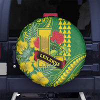 Hawaii Leilehua High School Spare Tire Cover Tribal Tattoo With Hibiscus Flowers LT05 No hole Green - Polynesian Pride