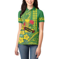 Personalised Hawaii Leilehua High School Women Polo Shirt Tribal Tattoo With Hibiscus Flowers LT05 - Polynesian Pride