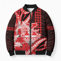 Personalised Hawaii Kalani High School Bomber Puffer Jacket Tribal Tattoo With Hibiscus Flowers