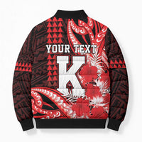 Personalised Hawaii Kalani High School Bomber Puffer Jacket Tribal Tattoo With Hibiscus Flowers