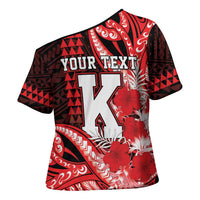 Personalised Hawaii Kalani High School Cross Shoulder Shirt Tribal Tattoo With Hibiscus Flowers LT05 - Polynesian Pride