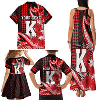 Personalised Hawaii Kalani High School Family Matching Tank Maxi Dress and Hawaiian Shirt Tribal Tattoo With Hibiscus Flowers LT05 - Polynesian Pride