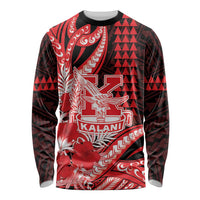 Personalised Hawaii Kalani High School Long Sleeve Shirt Tribal Tattoo With Hibiscus Flowers LT05 Unisex Red - Polynesian Pride
