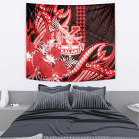 Hawaii Kalani High School Tapestry Tribal Tattoo With Hibiscus Flowers