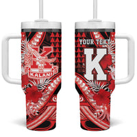 Personalised Hawaii Kalani High School Tumbler With Handle Tribal Tattoo With Hibiscus Flowers LT05 One Size: 40 oz Red - Polynesian Pride