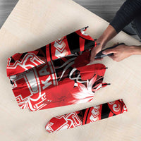 Hawaii Kalani High School Umbrella Tribal Tattoo With Hibiscus Flowers