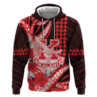 Personalised Hawaii Kalani High School Zip Hoodie Tribal Tattoo With Hibiscus Flowers LT05 Pullover Hoodie Red - Polynesian Pride