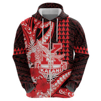 Personalised Hawaii Kalani High School Zip Hoodie Tribal Tattoo With Hibiscus Flowers LT05 - Polynesian Pride