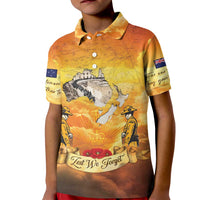 New Zealand And Australia ANZAC Day Kid Polo Shirt Sinai Palestine Campaign Lest We Forget LT05 Kid Orange - Polynesian Pride