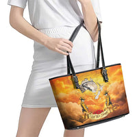 New Zealand And Australia ANZAC Day Leather Tote Bag Sinai Palestine Campaign Lest We Forget LT05 - Polynesian Pride