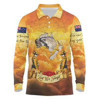 New Zealand And Australia ANZAC Day Long Sleeve Polo Shirt Sinai Palestine Campaign Lest We Forget LT05 Orange - Polynesian Pride