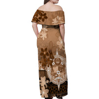Tonga Emancipation Day Family Matching Off Shoulder Maxi Dress and Hawaiian Shirt Tongan Kupesi Ngatu Pattern Vintage Style LT05 - Polynesian Pride