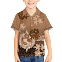 Tonga Emancipation Day Family Matching Short Sleeve Bodycon Dress and Hawaiian Shirt Tongan Kupesi Ngatu Pattern Vintage Style LT05 Son's Shirt Brown - Polynesian Pride