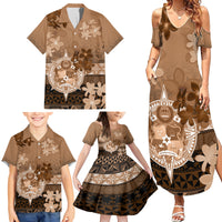 Tonga Emancipation Day Family Matching Summer Maxi Dress and Hawaiian Shirt Tongan Kupesi Ngatu Pattern Vintage Style LT05 - Polynesian Pride