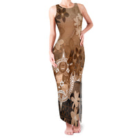 Tonga Emancipation Day Family Matching Tank Maxi Dress and Hawaiian Shirt Tongan Kupesi Ngatu Pattern Vintage Style LT05 Mom's Dress Brown - Polynesian Pride