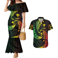 AAPI Heritage Month Couples Matching Mermaid Dress and Hawaiian Shirt Kanaka Maoli Polynesian Tribal Wave LT05 Reggae - Polynesian Pride