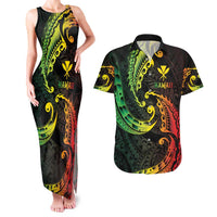 AAPI Heritage Month Couples Matching Tank Maxi Dress and Hawaiian Shirt Kanaka Maoli Polynesian Tribal Wave LT05 Reggae - Polynesian Pride