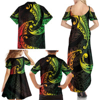 AAPI Heritage Month Family Matching Summer Maxi Dress and Hawaiian Shirt Kanaka Maoli Polynesian Tribal Wave LT05 - Polynesian Pride