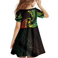 AAPI Heritage Month Kid Short Sleeve Dress Kanaka Maoli Polynesian Tribal Wave