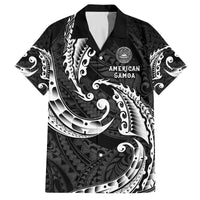 AAPI Heritage Month Family Matching Off The Shoulder Long Sleeve Dress and Hawaiian Shirt American Samoa Polynesian Tribal Wave LT05 Dad's Shirt - Short Sleeve Black - Polynesian Pride