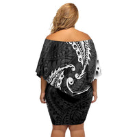 AAPI Heritage Month Family Matching Off Shoulder Short Dress and Hawaiian Shirt American Samoa Polynesian Tribal Wave LT05 - Polynesian Pride