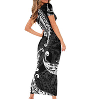 AAPI Heritage Month Family Matching Short Sleeve Bodycon Dress and Hawaiian Shirt American Samoa Polynesian Tribal Wave LT05 - Polynesian Pride