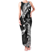 AAPI Heritage Month Family Matching Tank Maxi Dress and Hawaiian Shirt American Samoa Polynesian Tribal Wave LT05 Mom's Dress Black - Polynesian Pride