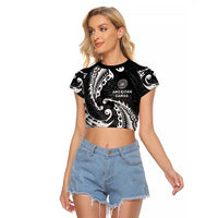 AAPI Heritage Month Raglan Cropped T Shirt American Samoa Polynesian Tribal Wave