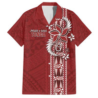 Tonga Language Week Family Matching Long Sleeve Bodycon Dress and Hawaiian Shirt Malo e Lelei Kupesi Ngatu Pattern LT05 Dad's Shirt - Short Sleeve Red - Polynesian Pride