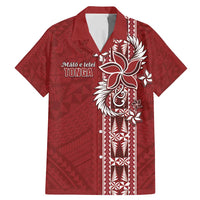 Tonga Language Week Family Matching Mermaid Dress and Hawaiian Shirt Malo e Lelei Kupesi Ngatu Pattern LT05 Dad's Shirt - Short Sleeve Red - Polynesian Pride