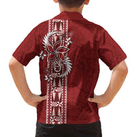 Tonga Language Week Family Matching Off The Shoulder Long Sleeve Dress and Hawaiian Shirt Malo e Lelei Kupesi Ngatu Pattern LT05 - Polynesian Pride