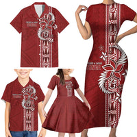 Tonga Language Week Family Matching Short Sleeve Bodycon Dress and Hawaiian Shirt Malo e Lelei Kupesi Ngatu Pattern LT05 - Polynesian Pride